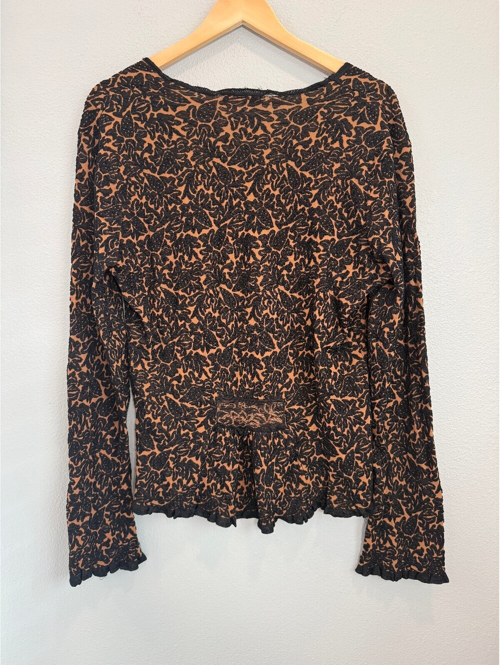Nic + Zoe Black & Brown Patterned Mesh Top - Women's Large - Picture 3 of 8
